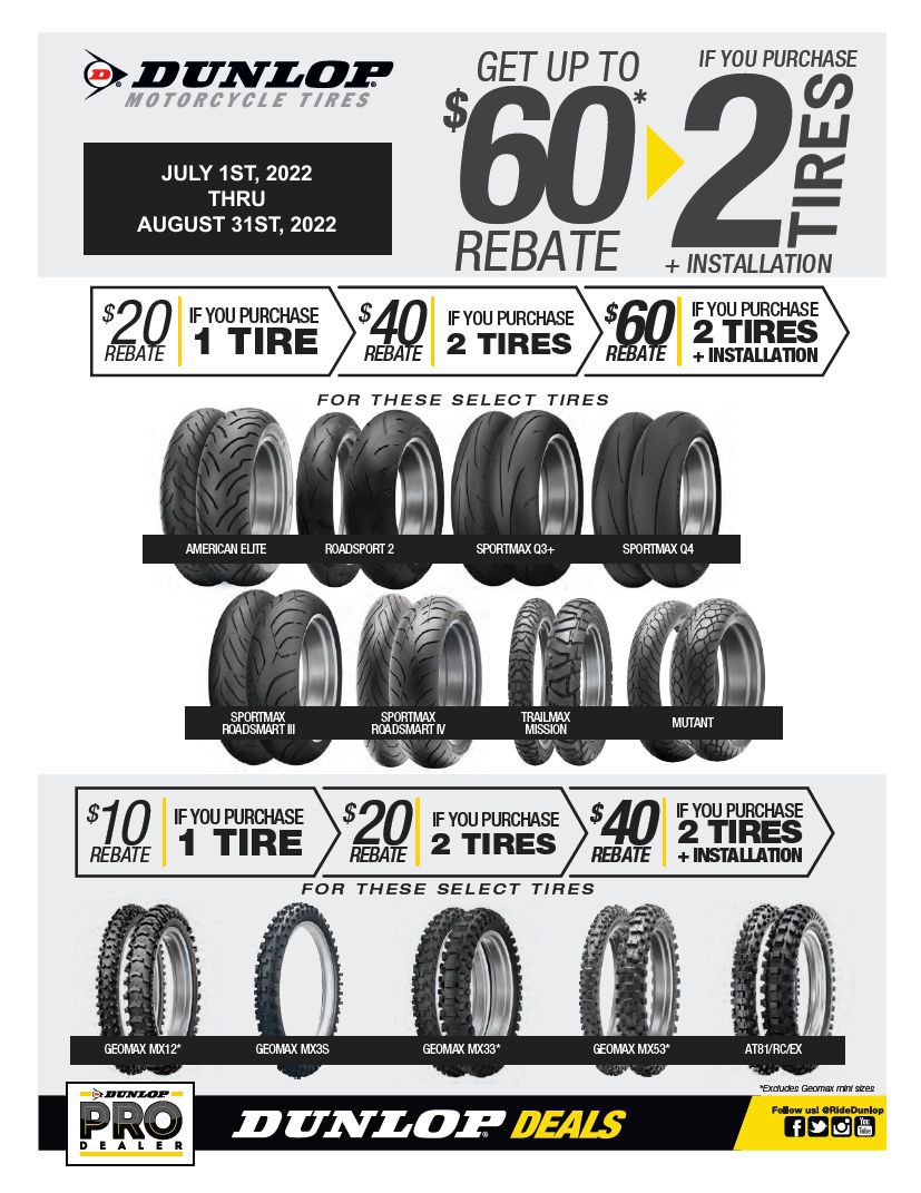 Dunlop Motorcycle Tire Rebate Form